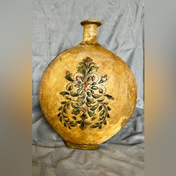 Vintage Paper Mache Canteen Moon Flask Vase Antique